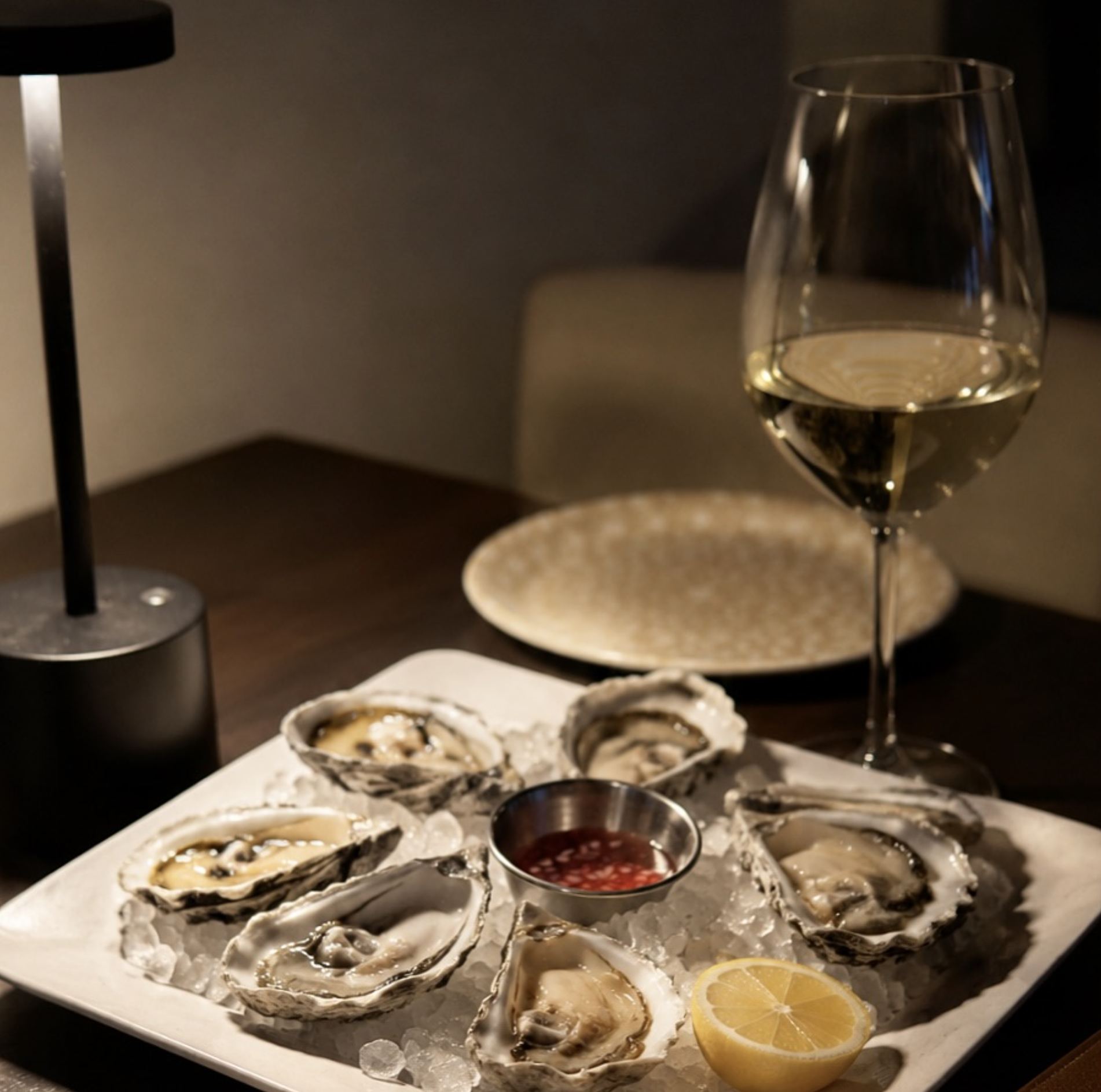 Oysters on ice at the IKOS raw bar